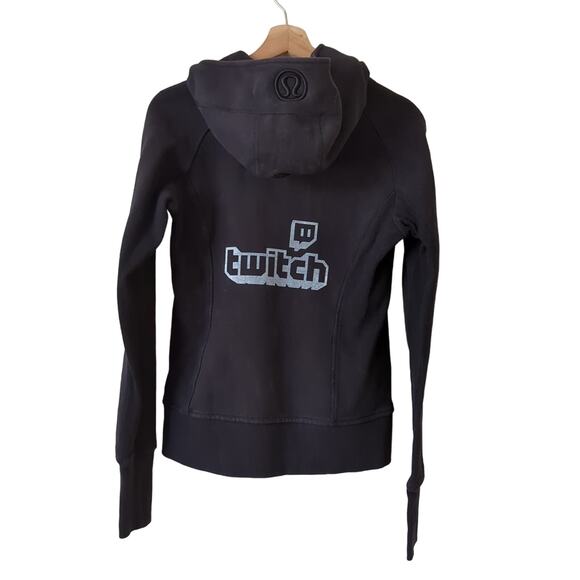 Twitch x Lululemon Scuba Hoodie Black Full Zip Heavyweight Hooded Size 8 Rare - Picture 1 of 6